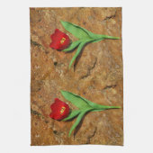 Geel en rood Tulip Theedoek (Verticaal)