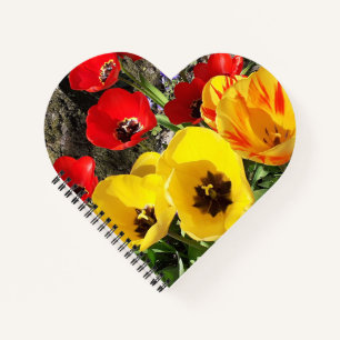 Geel en rood Tulps Heart Notitieboek