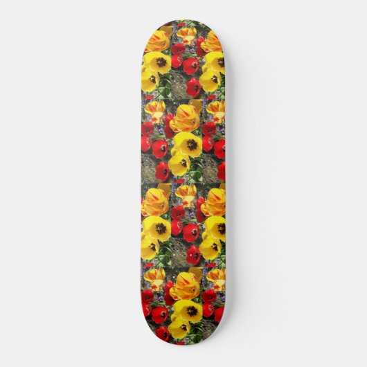Geel en rood Tulps-skateboard Skateboard (Voorkant)