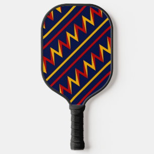 Geel en rood Zig Zag Racing Achtergrond Pickleball Paddle