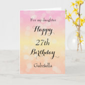 Geel en Roze Bokeh 27th Birthday Kaart (Gele Bloem)