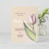 Geel en Roze Elegant Tulip | Romantische bruiloft  Kaart (Staand voorkant)