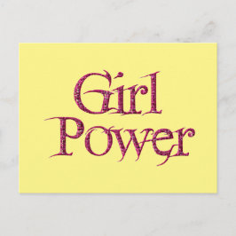 Geel en roze GIRL power Springtme Flower Briefkaart