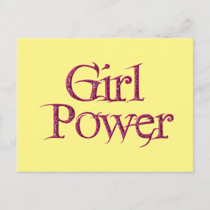 Geel en roze GIRL power Springtme Flower Briefkaart