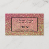 Geel en roze glitterpatroon visitekaartje (Achterkant)