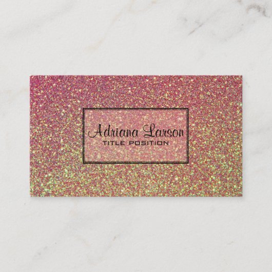 Geel en roze glitterpatroon visitekaartje (Voorkant)