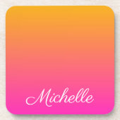 Geel en roze gradiënt ombre bier onderzetter (Voorkant)