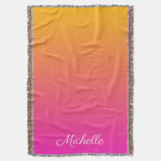 Geel en roze gradiënt ombre deken (Voorkant Verticaal)