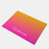 Geel en roze gradiënt ombre deurmat (Schuin)