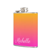 Geel en roze gradiënt ombre heupfles (Links)