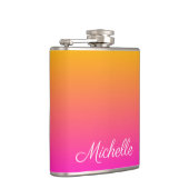 Geel en roze gradiënt ombre heupfles (Rechts)