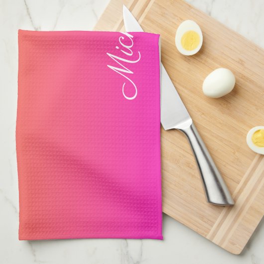 Geel en roze gradiënt ombre theedoek (Quarter Fold)