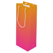 Geel en roze gradiënt ombre wijn cadeautas (Voorkant Gekanteld)