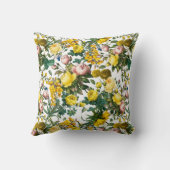 Geel en roze roos tuinpatroon kussen (Achterkant)