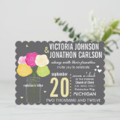 Geel en roze roze Typografie Moderne bruiloft Kaart (Staand voorkant)