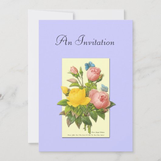 Geel en Roze Rozen Botanische Aangepaste Invitatie Kaart (Voorkant)