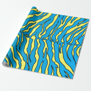 Geel en Turquoise Tiger Stripes Animal Print Cadeaupapier