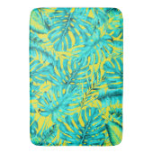 Geel en Turquoise Tropical Palm Leaves Island Badmat (Voorkant Verticaal)