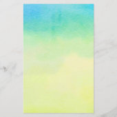 Geel en Turquoise Waterverf Aangepaste schrijfbeno Briefpapier (Achterkant)
