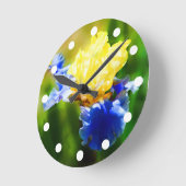 Geel en Violet Iris Clock Ronde Klok (Hoek)