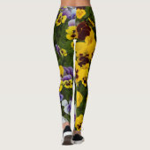 Geel en Violet Pansies Leggings (Achterkant)