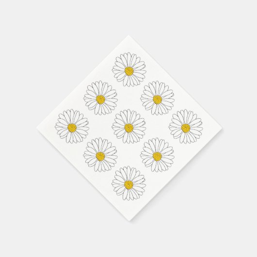 Geel en White Daisy Pattern Napkins Servet (Hoek)