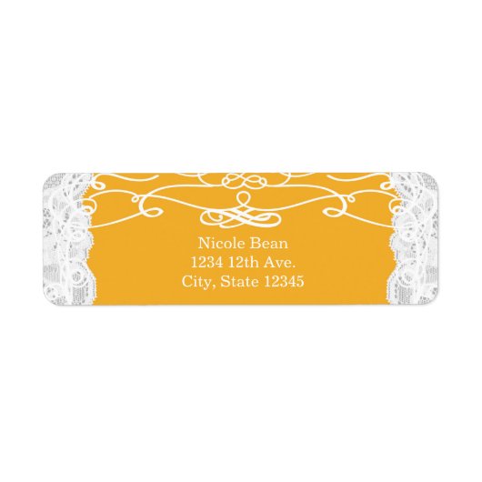 Geel en wit Adresetiket Elegant Wedding Etiket (Voorkant)