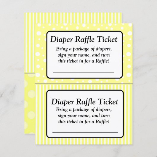Geel en wit Baby shower Raffle Ticket (Voorkant / Achterkant)