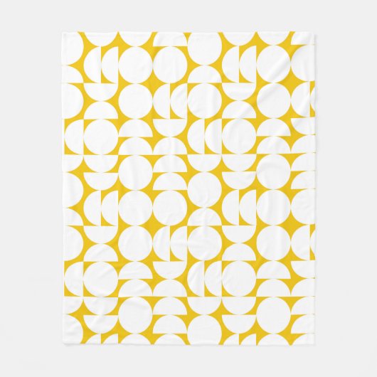 Geel en wit Bauhaus cirkels Fleece Deken (Voorkant)