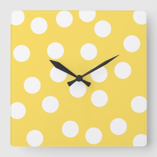 Geel en wit Big Dot Pattern. Vierkante Klok (Voorkant)