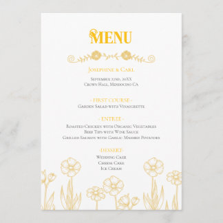 Geel en Wit Bloemstuk voor een Bruiloft Menu