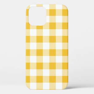 Geel en wit Buffalo Plaid Pattern Gingham iPhone 12 Hoesje