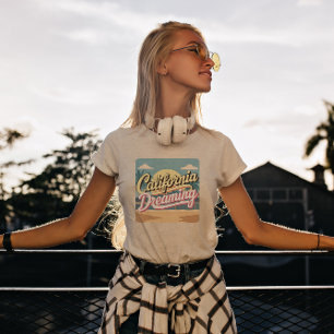 Geel en wit California Dreaming T-Shirt