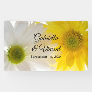 Geel en wit Daisies Wedding Spandoek