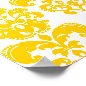 Geel en wit Damaspatroon 2 Poster (Hoek)