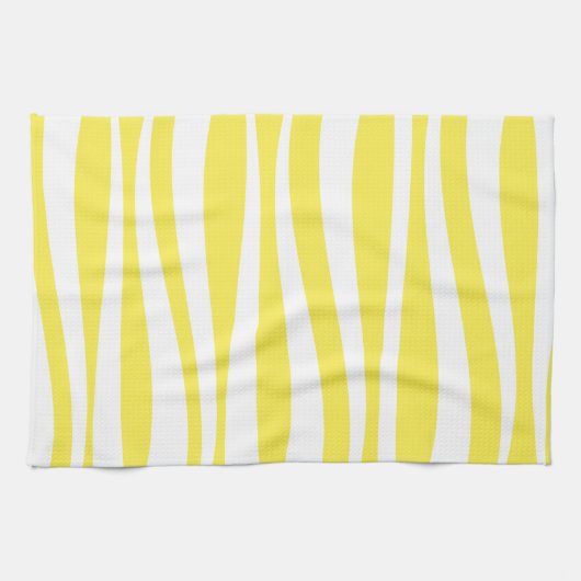 Geel en Wit Elegant Golfpatroon Theedoek (Horizontaal)