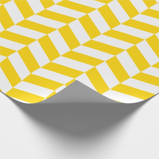 Geel en wit Extra Groot Herringbone Cadeaupapier (Hoek)