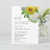 Geel en wit Floral Genderneutraal Baby shower Kaart (Staand voorkant)