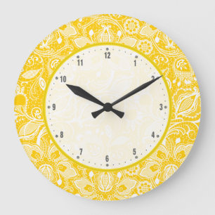 Geel en wit Floral Lace Grote Klok
