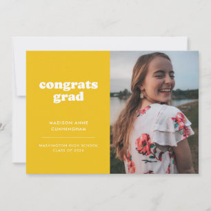 Geel en Wit Gefeliciteerd Afstudeerder Foto Afstud Aankondiging