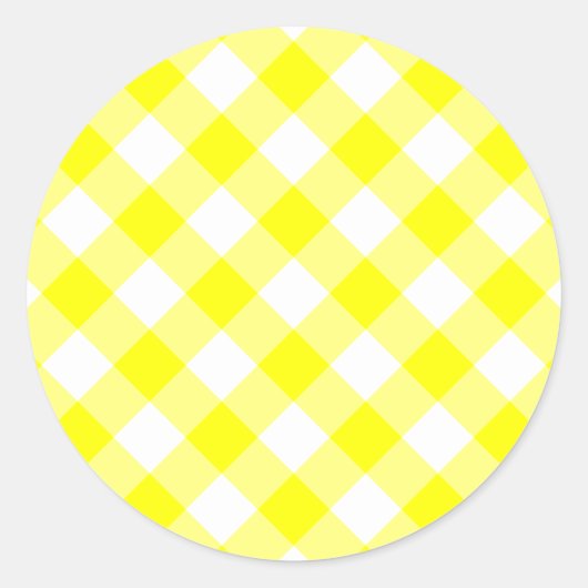 Geel en wit geruit ronde sticker (Voorkant)