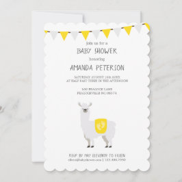 Geel en wit Geslacht Neutral Llama Baby shower Kaart