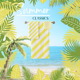 Geel en wit gestreept bad handdoek