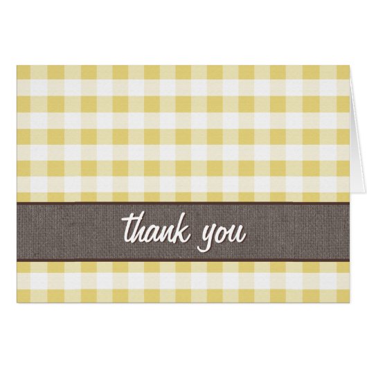 Geel en wit Gingham Canvas Dank u wel (Voorkant Horizontaal)