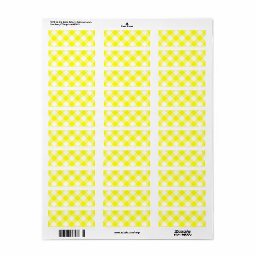 Geel en wit Gingham Etiket (Full Sheet)