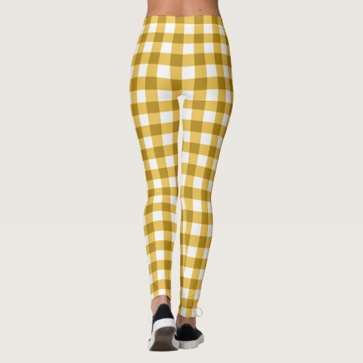 Geel en wit Gingham gecontroleerd Leggings (Achterkant)