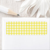 Geel en wit Gingham-ontwerp Etiket (Insitu)