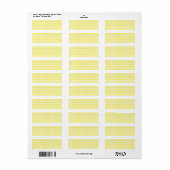 Geel en wit Gingham-ontwerp Etiket (Full Sheet)