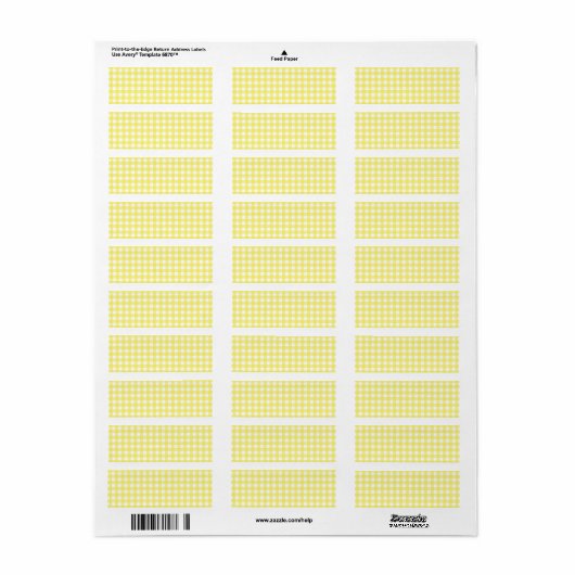 Geel en wit Gingham-ontwerp Etiket (Full Sheet)