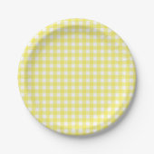 Geel en wit Gingham-ontwerp Papieren Bordje (Voorkant)